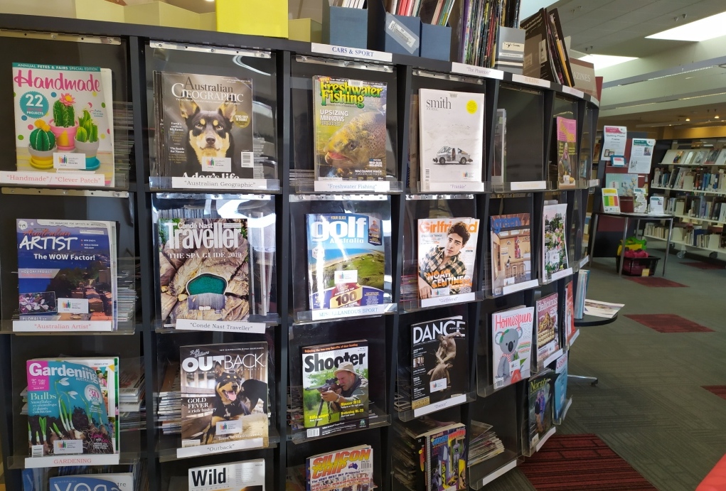 Magazine display in a library