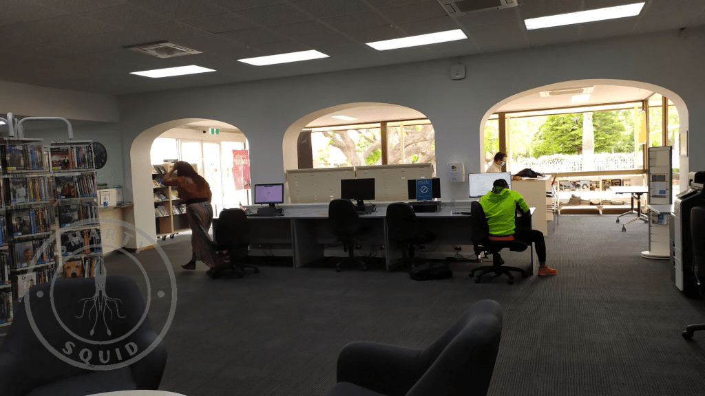 inside Renmark public library looking at the public computers